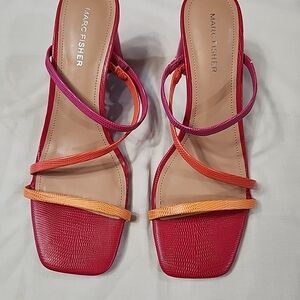Marc Fisher Women's Red and Orange Strappy Heels